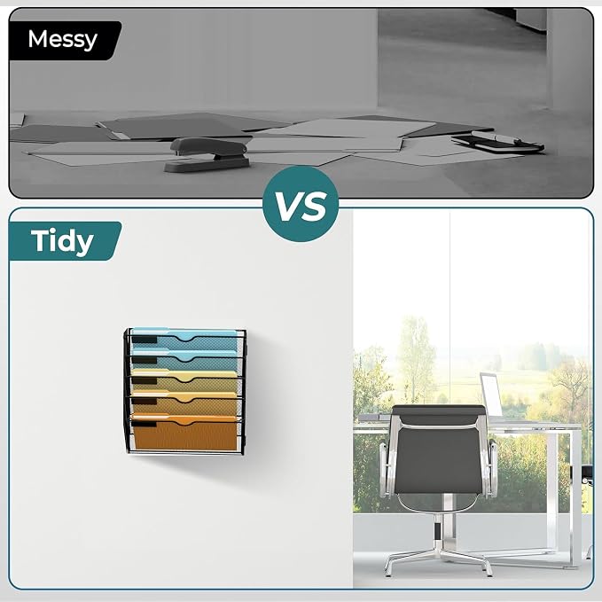 SUPEASY 5 Tier Wall File Organizer, Hanging Wall Mounted Mail Organizer - Image 6