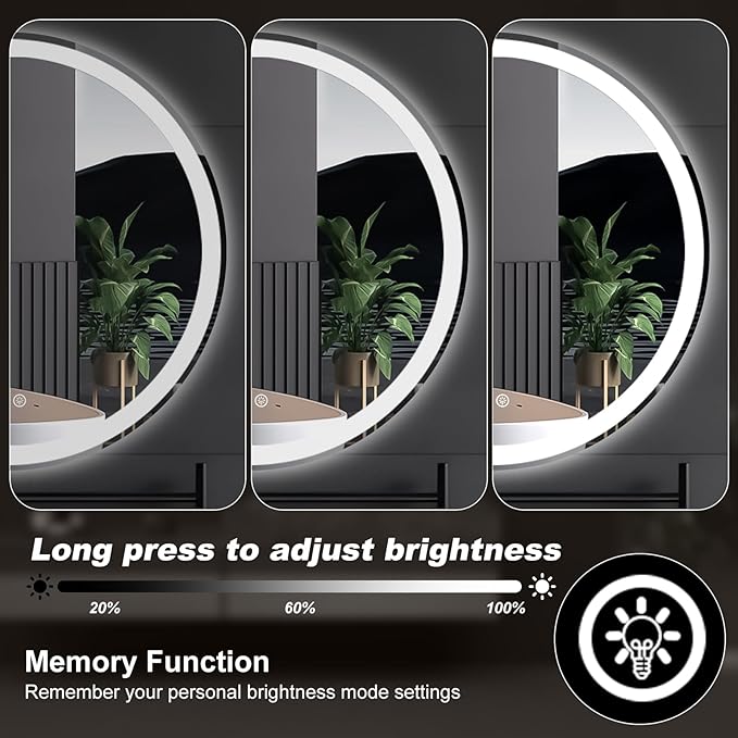 NEWBULIG 30 Inch Round LED Bathroom Wall Mirror - Image 7
