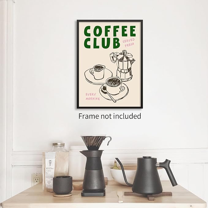 PDFI Kitchen Wall Art Coffee Club Canvas Print Vintage Coffee Artwork Posters - Image 5