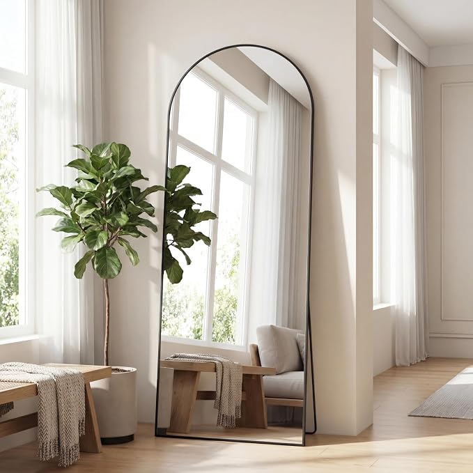 Sweetcrispy 65"x24" Arched Full Length Mirror, Leaning or Standing Full Body - Image 2