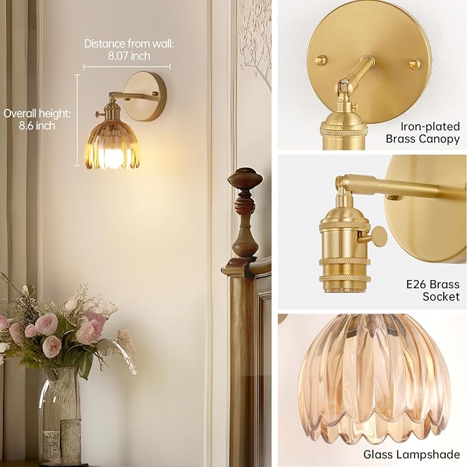Shenmoyl Vintage Battery Operated Wall Sconce - Image 5