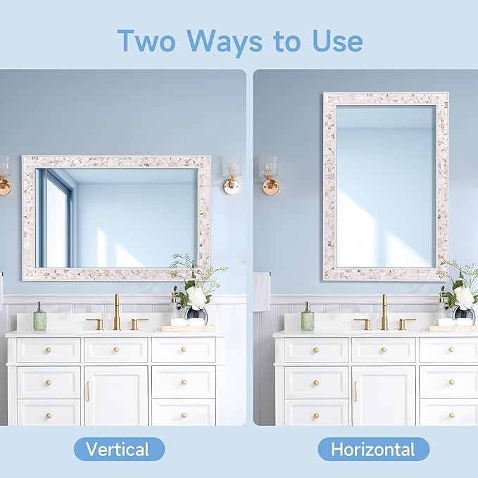 Tanmicoshomy White 24 x 36 Inch Rectangle Bathroom Mirrors - Image 4