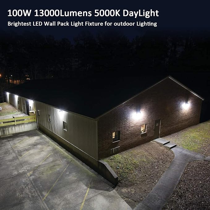 LED Wall Pack Light with Dusk to Dawn Photocell, 100W 13000LM 5000K Daylight - Image 7
