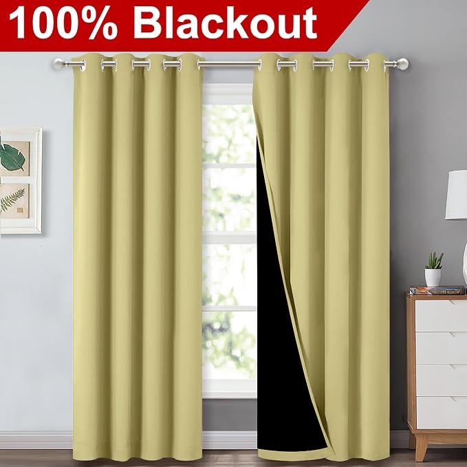 NICETOWN Full Shading Curtains 90" Long 2 Panels Set - Image 2