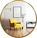 Oruii Gold Round Mirror, Circle Wall Mirrors Metal Frame, Brass Circular Mirrors by OruiiMirror