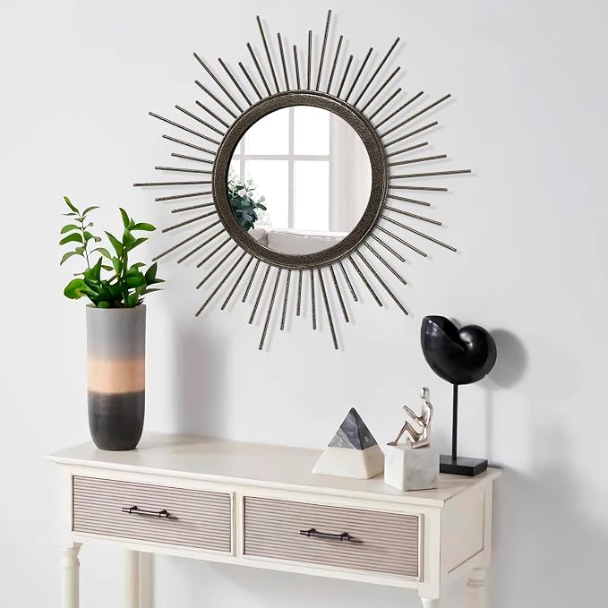 Sunburst Spoked Large Wall Mirror Boho Home Circle Art Mirror Modern Metal - Image 5