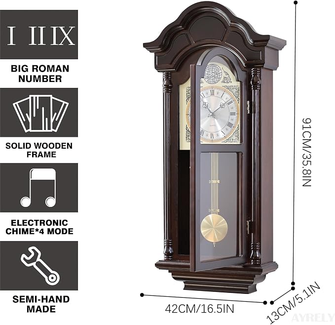 AYRELY® 36IN Big Grandfather Vintage Wall Clock - Image 2