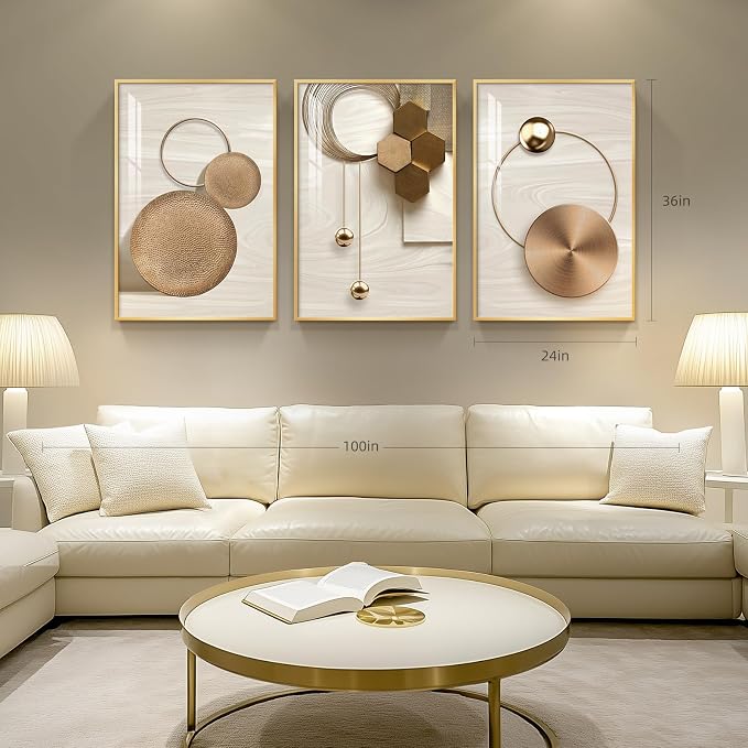Large Framed Modern Luxury Gold Wall Art - Image 3