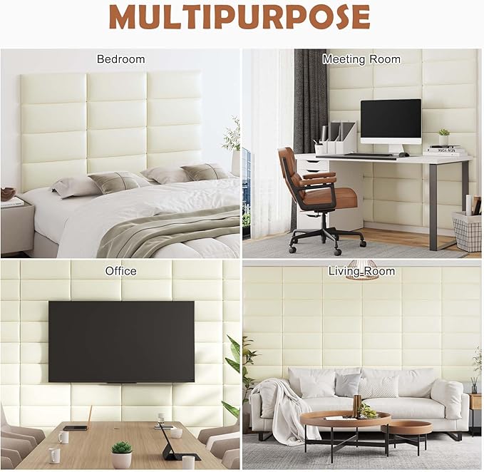 IFNOW Wall Mounted Upholstered Headboard King, 3D Peel and Stick Soundproof - Image 7
