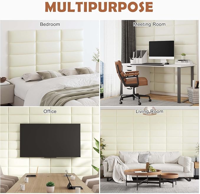 IFNOW Wall Mounted Upholstered Headboard Queen, 3D Peel and Stick Soundproof - Image 7