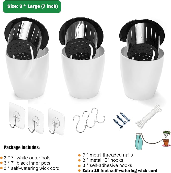 3 Pack Self Watering Wall Hanging Planter Pots Vertical Garden Window Hang - Image 6