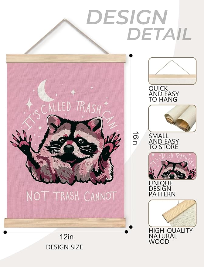 Foritho Funny Motivational Raccoon Meme Poster Wall Art Framed - Image 7