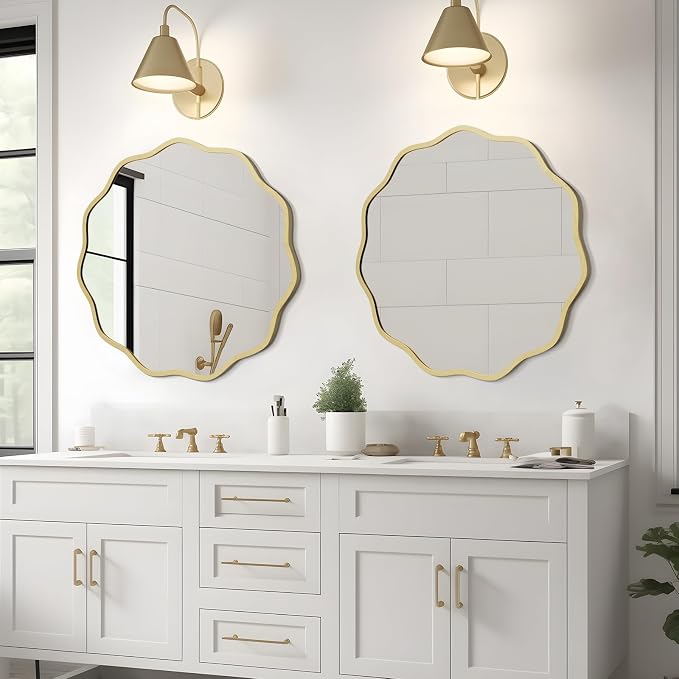 WallBeyond Round Wavy Mirror for Wall Decorative 24 inch, Modern Round Mirror - Image 2