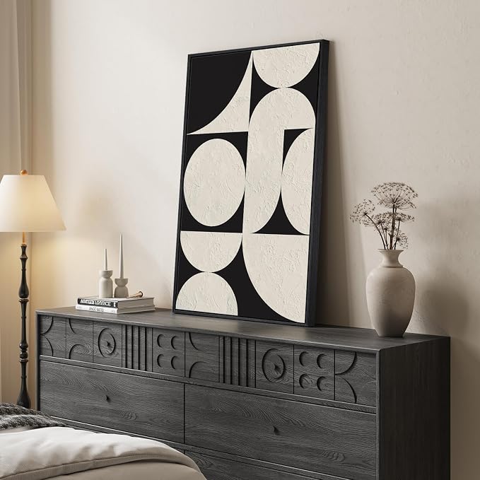 Framed Black and White Abstract Wall Art, Large Modern Canvas Prints Paintings - Image 2