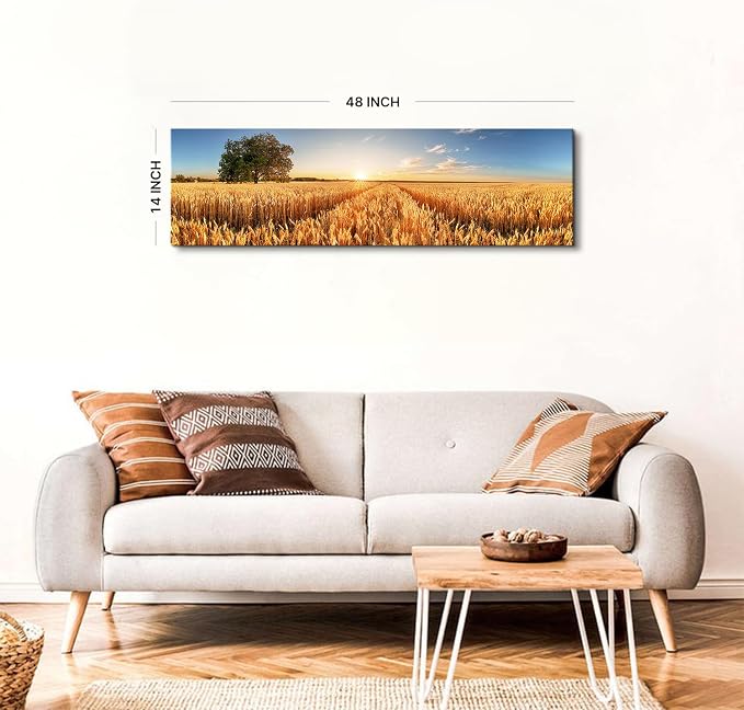 Sunset Forest Wall Art Nature Wheat Field Landscape Pictures Wall Decor - Image 6