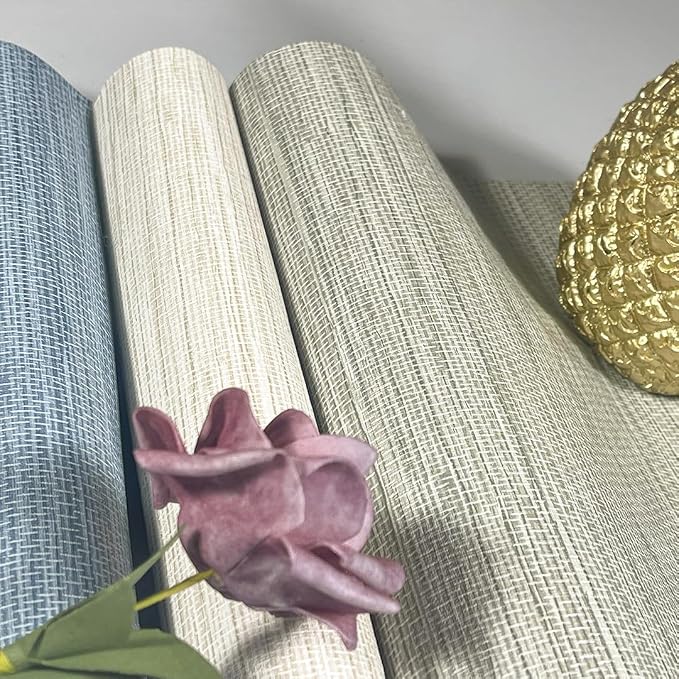 JiffDiff Grasscloth Wallpaper Peel and Stick Cream Grassweave Peel & Stick - Image 6
