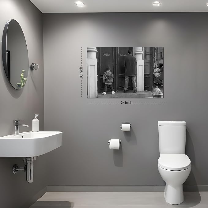 Funny Bathroom Wall Decor Black and White Wall Art - Image 3
