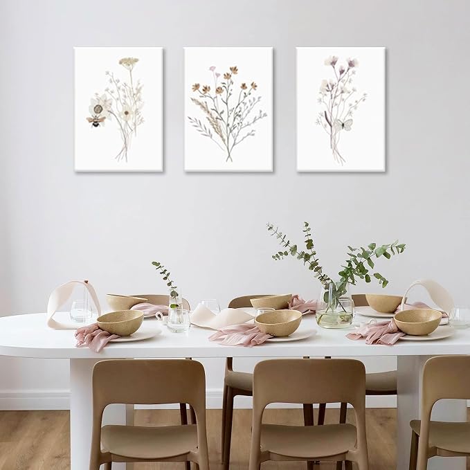 Bwodke Framed Wildflower Wall Art Butterfly Bee Botanical Floral Poster Canvas - Image 8