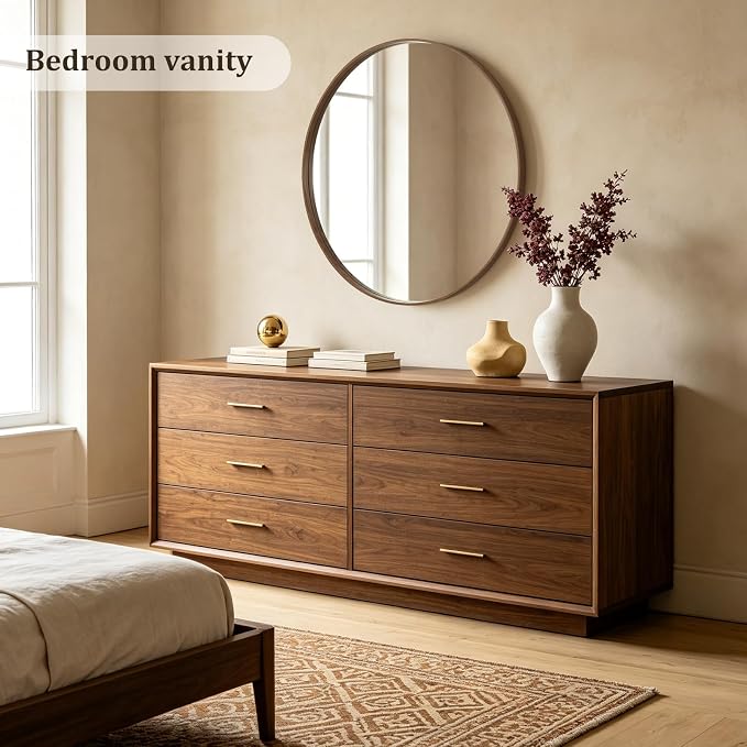 WallBeyond Round Wood Mirror - Image 2