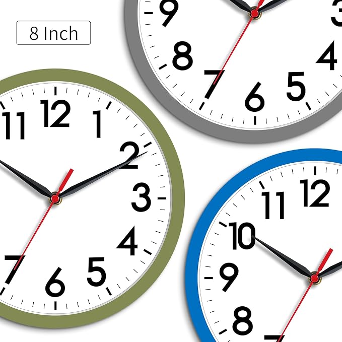 AKCISOT Wall Clock 8 Inch Silent Non-Ticking Modern Clocks Battery Operated - Image 6