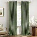 100% Blackout Shield Olive Green Linen Blackout Curtains by 100BlackoutShield