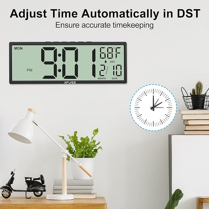 14.5'' Large Digital Wall Clock Battery Operated - Image 5