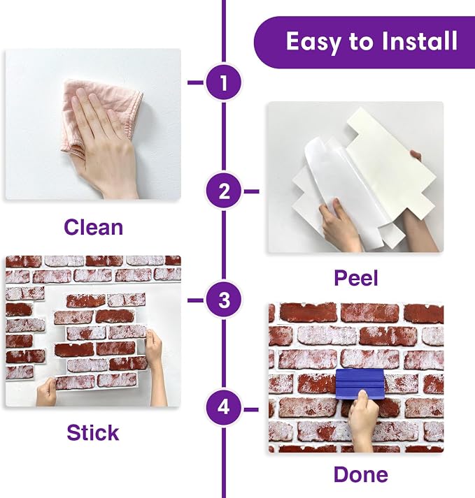 3D Peel and Stick Faux Brick Wall Panels 11.8" x 11.8" 10-Pack, Small - Image 9