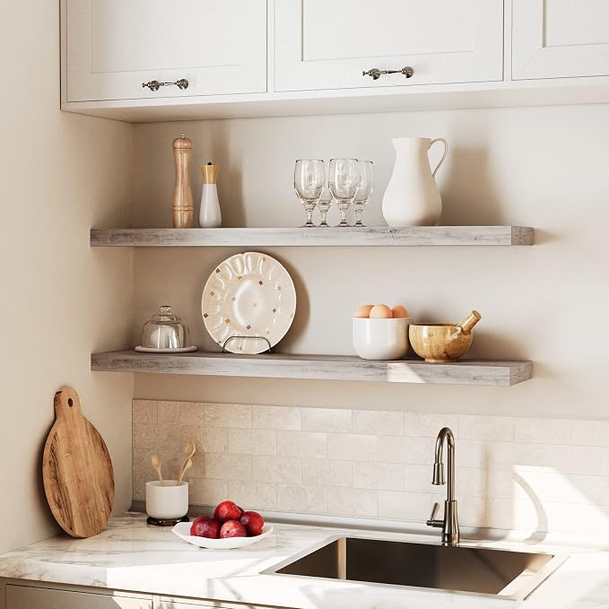HOOBRO Floating Shelves for Wall, Wall Mounted Shelf Set of 2, 39.4" Hanging - Image 4