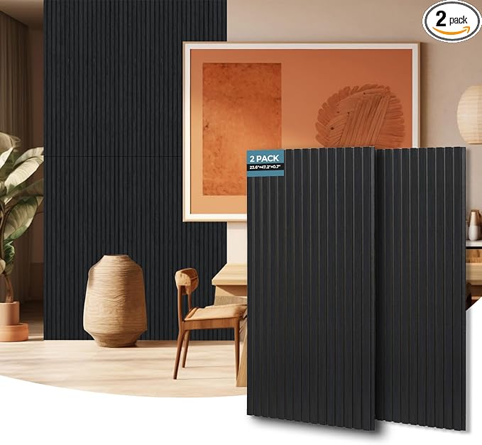 AKUMAX 2 Pack Acoustic Panels, Wood Slat by AKUMAXWOODWALLPANELS