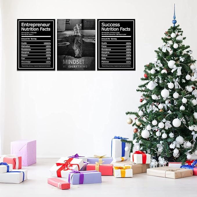 KAWAHONE Motivational Mindset Canvas Wall Art, Success Entrepreneur Nutrition - Image 3