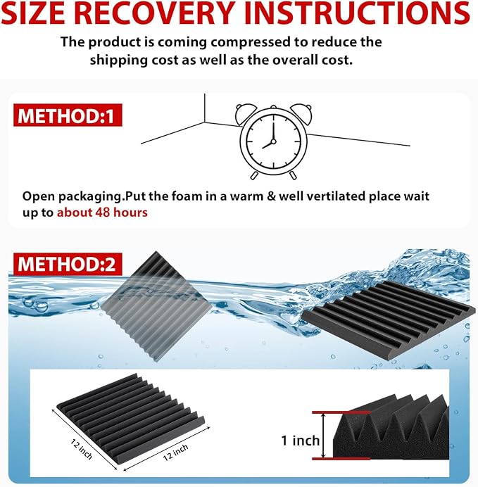 FONESO 52 Pack 1"×12"×12" Wedge Acoustic Foam Panels, High Density Soundproof - Image 7