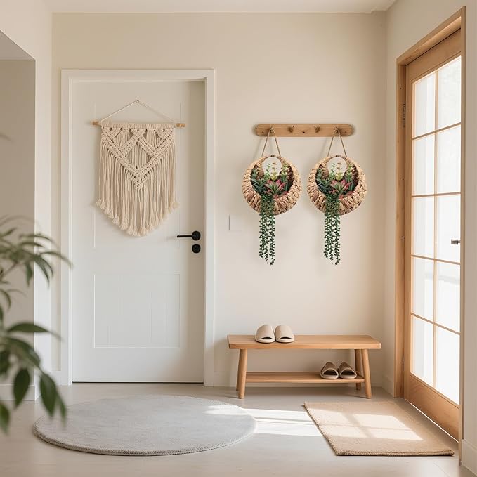 Fake Plants Hanging Artificial Succulents Plants in Woven Basket, Faux String - Image 5