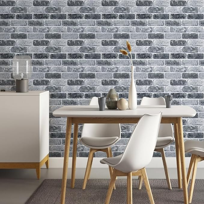 COMSTICKC 3D Faux Gray Brick Wall Panel Peel and Stick, Designed - Image 7