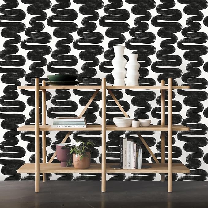 Tempaper x Bobby Berk White & Black Wiggle Room Removable Peel and Stick - Image 7