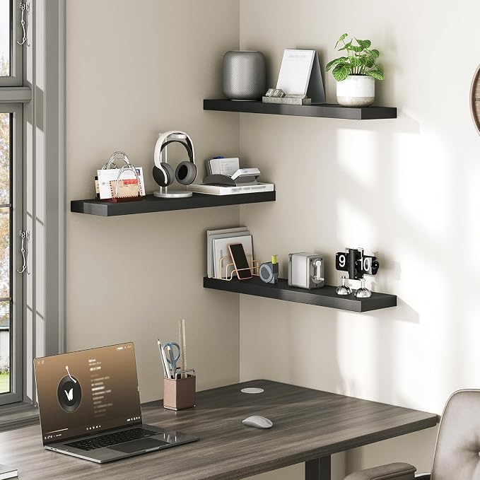 RALGEND Floating Shelves for Wall, 1.5" Thick Wall Shelf Set of 3 - Image 5