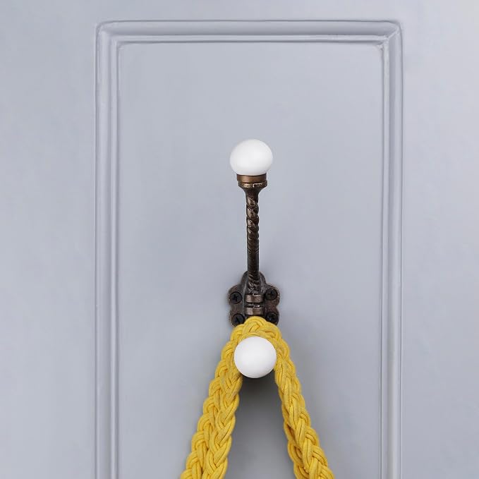 Indian Shelf 6 Pieces Heavy Duty Double Prong White Decorative Coat Hooks - Image 5