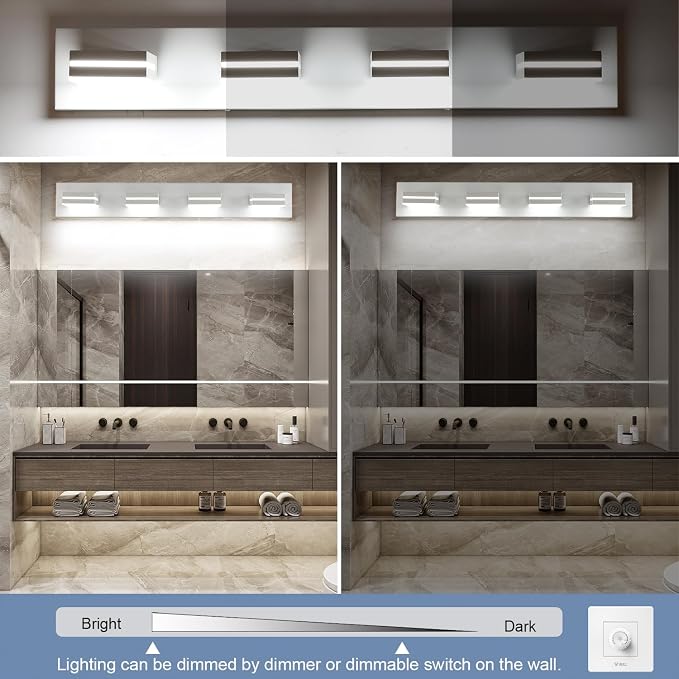 SineRise LED Modern Bathroom Vanity Light Fixtures, Matte White Modern Acrylic - Image 3
