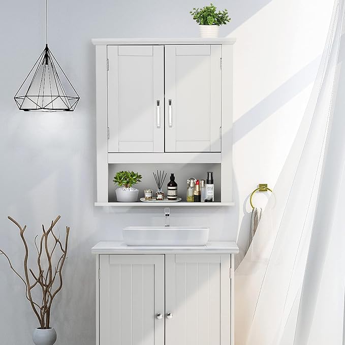 VINGLI Bathroom Wall Cabinet 21"x8.5"x25" Modern White Medicine Wall Mount - Image 8