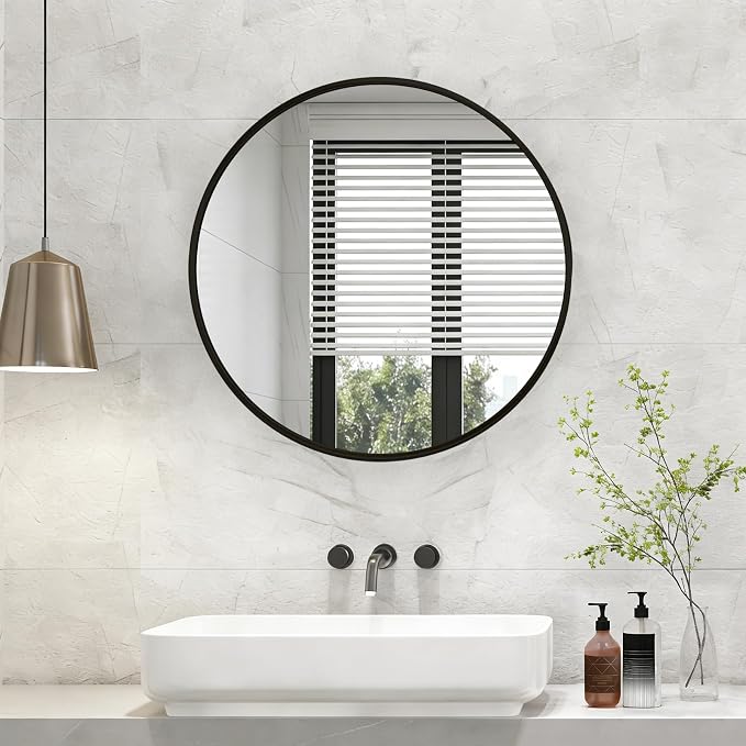 NEWBULIG 30 Inch Round Wall Mirror, Bathroom Mirror - Image 7