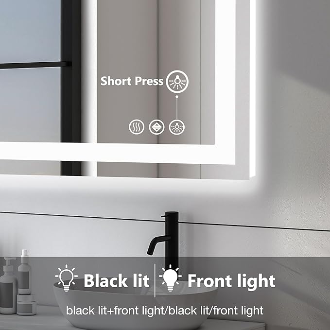 DUMOS 36.1"x36.1" LED Bathroom Mirror, Smart Anti-Fog Bathroom Vanity Mirror - Image 5