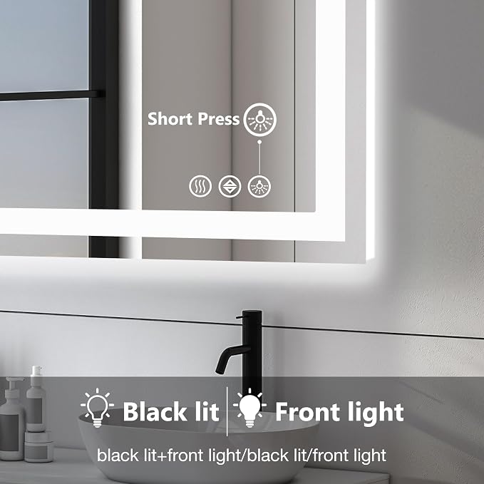 DUMOS 32.1"x40.1" LED Bathroom Mirror, Smart Anti-Fog Bathroom Vanity Mirror - Image 5