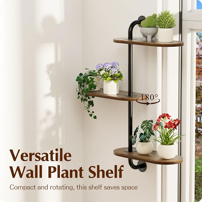 Rotating Window Plant Shelves 3-Tier, Wooden Window Shelf - Image 6