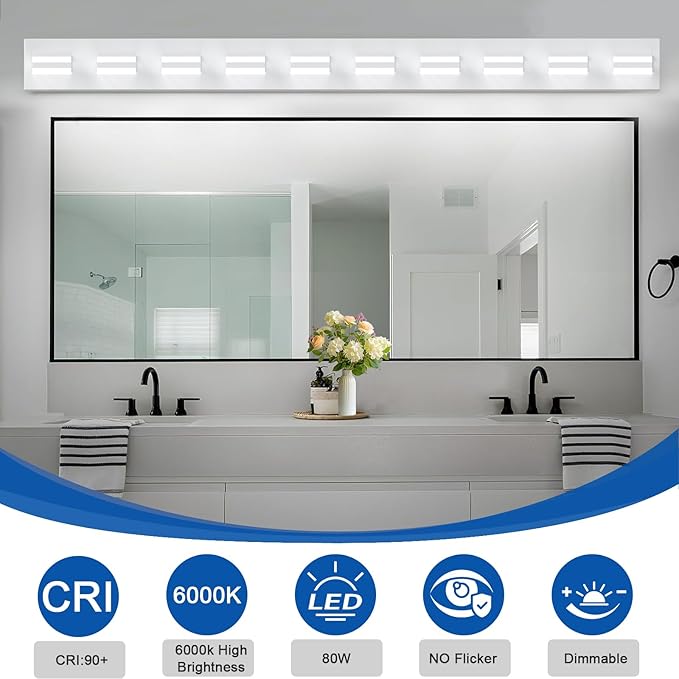 IZORRO LED Modern Bathroom Lights Fixtures, Matte White Acrylic Wall Lighting - Image 4