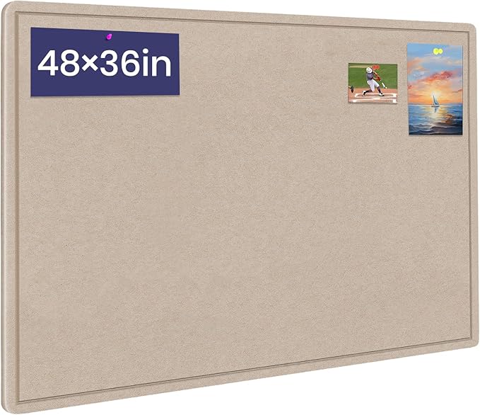 Large Bulletin Board, 48 X 36 inches Felt Board Notice Pin Board, Self-Adhesive by Hrrtyueg