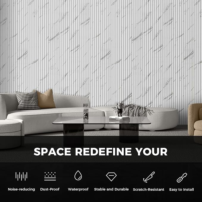 OUZUGIE WPC Acoustic Slat Wall Paneling, Living Room, TV Background, Study Room - Image 6