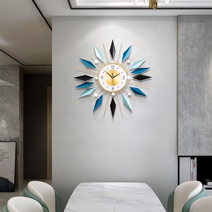 Large Metal Decorative Wall Clocks Silent Non-Ticking, 3D Modern Art Clock Home - Image 4