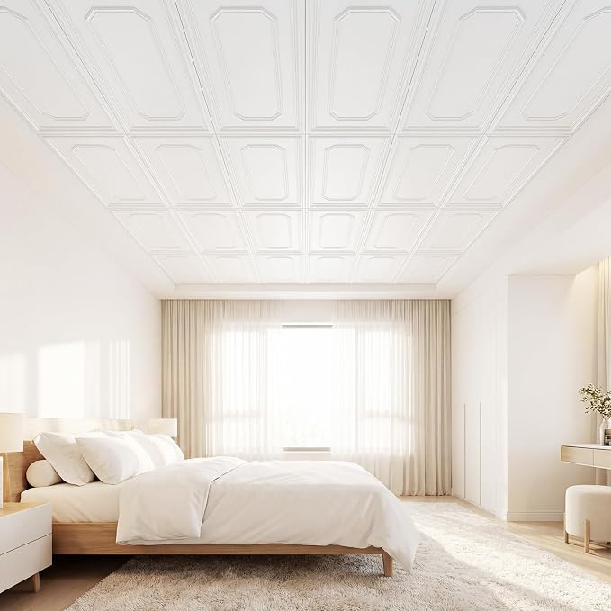 Giantex 24 Pack PVC Wall Panels, Glue Up or Drop Ceiling Panel, Waterproof 3D - Image 9