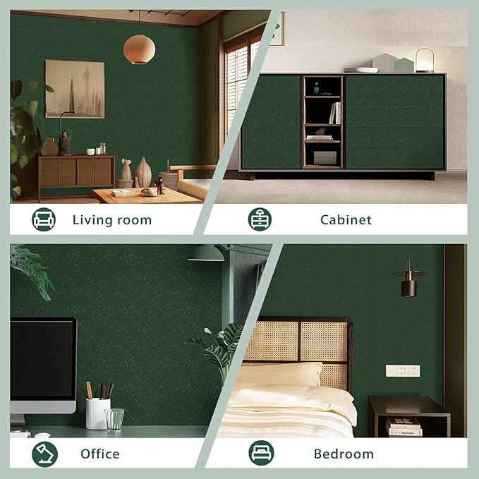 Abyssaly Dark Green Peel and Stick Wallpaper Removable Silk Texture Contact - Image 5