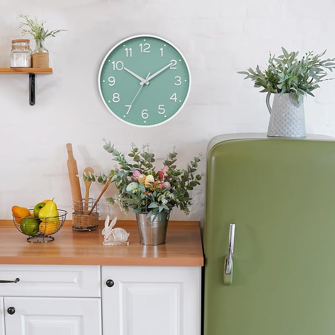 Roymnie Wall Clock Green, Silent Wall Clocks Battery Operated 8 Inch-Modern Non - Image 2