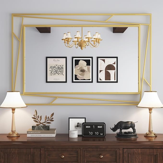 Brushed Gold Bathroom Mirror, Hang Horizontally or Vertically - Image 3